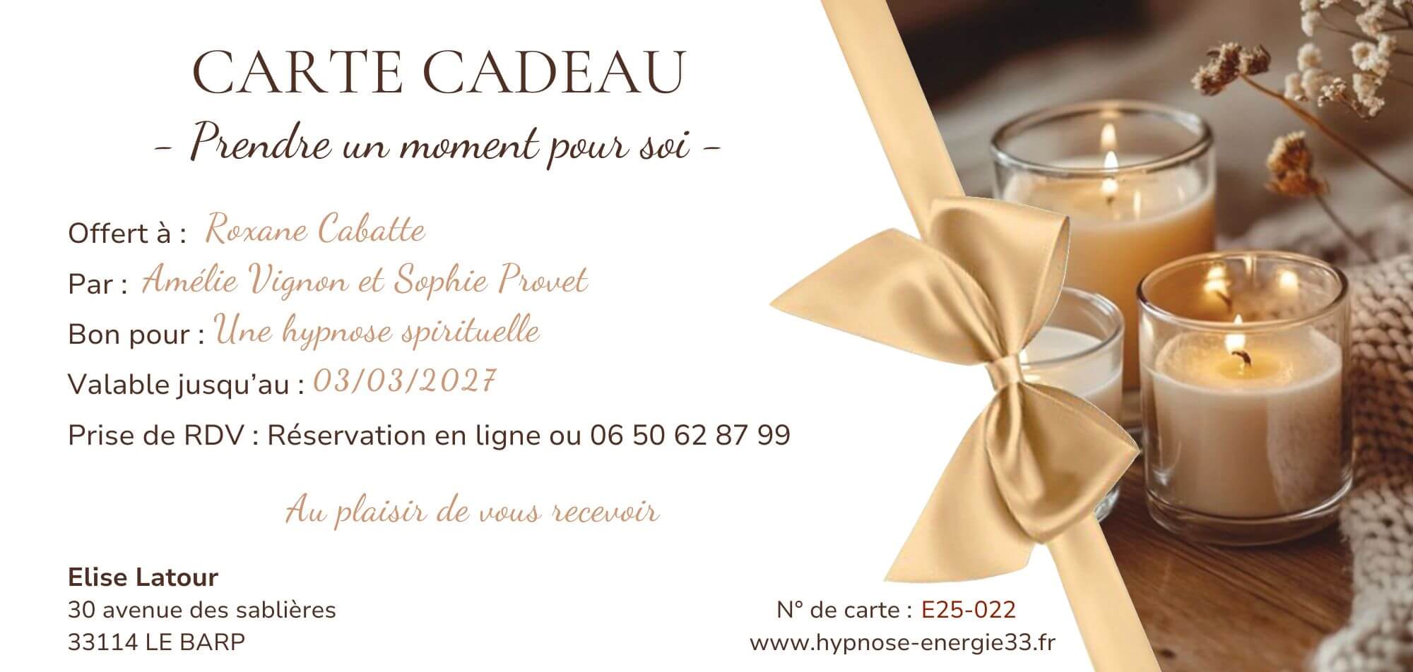 Carte cadeau hypnose spirituelle Le Barp - Voyage intérieur et reconnexion à soi