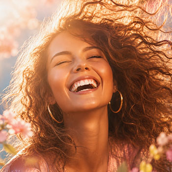 Femme heureuse et libérée - Hypnose thérapeutique à Le Barp - Libération du stress, anxiété et traumatismes pour plus de joie, de sérénité et de paix.
